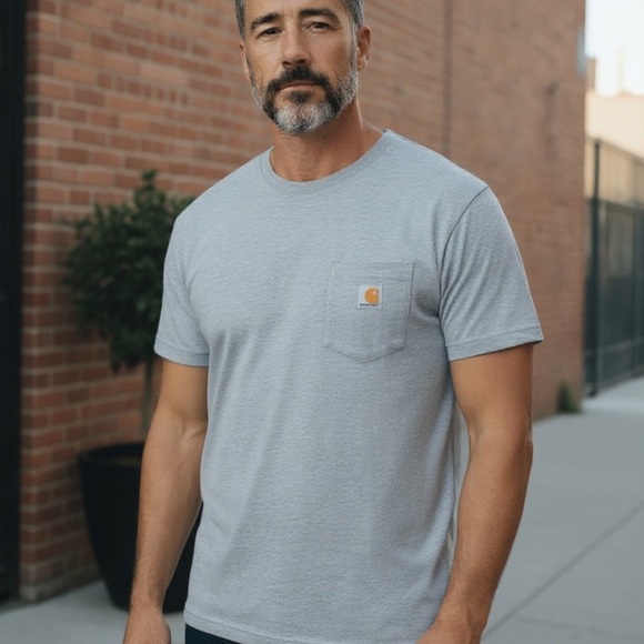 Carhartt Men's Loose Fit Short Sleeve Pocket T-Shirt Blue Size L NWT - Picture 2 of 4